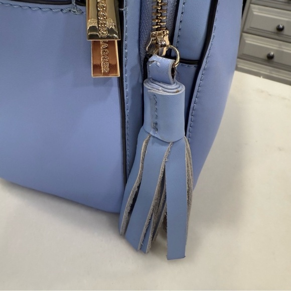 KC JAGGER Women’s Periwinkle Blue Leather Backpack, Front Zip Pocket Tassel main image 6